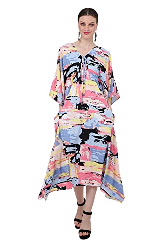 Robe kaftan imprimé géométrique abstrait haut de gamme au tombé impeccable