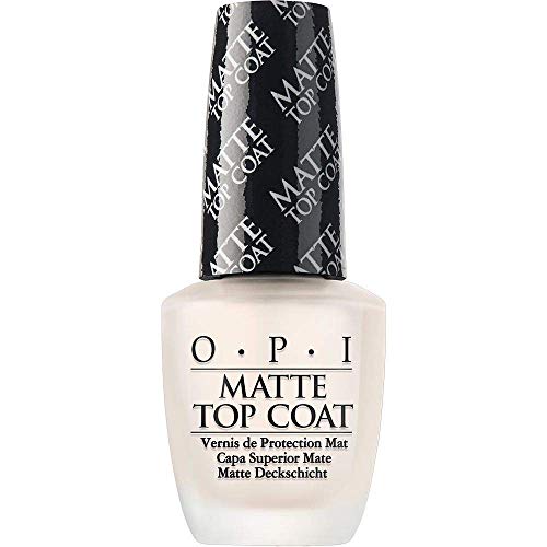 OPI Matte Top Coat – Capa Superior Mate para un Acabado de Larga Duración tras el Esmalte de Uñas, Efecto Manicura Profesional - 15 ml (22002218000)