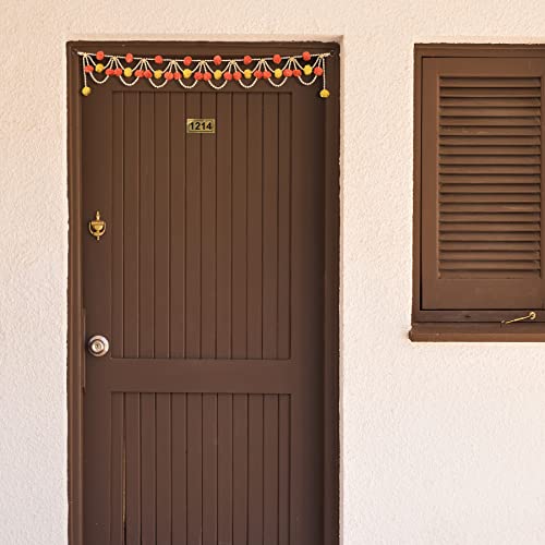 Artificial Marigold Fluffy Flowers Garlands Door Toran Set/Decorative Door Hanging Bandanwar For Home Festival Entrance For New Year Decorations (Yellow & Orange) With Moti Size 38 X 6 #TOP1