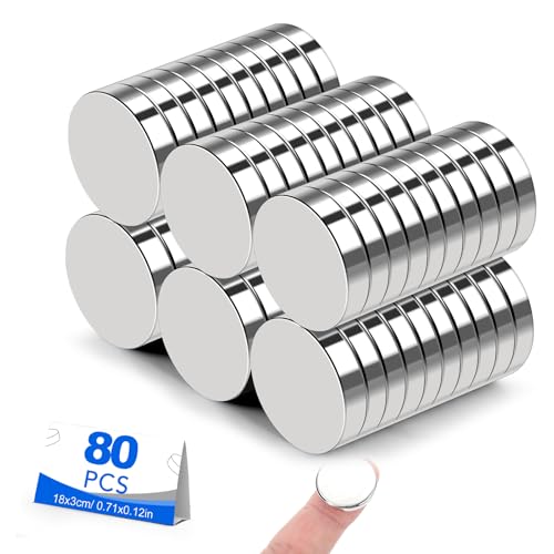 80 Pack Small Magnets, 18x3mm Refrigerator Magnets Rare Earth Magnets Neodymium Magnets for Crafts, Whiteboard, Kitchen Cabinet by BEST CHOICE MAGNETS - Used condition - US$20.89