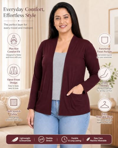 Image of In Love Women's Solid Open Front Shrug with Pockets