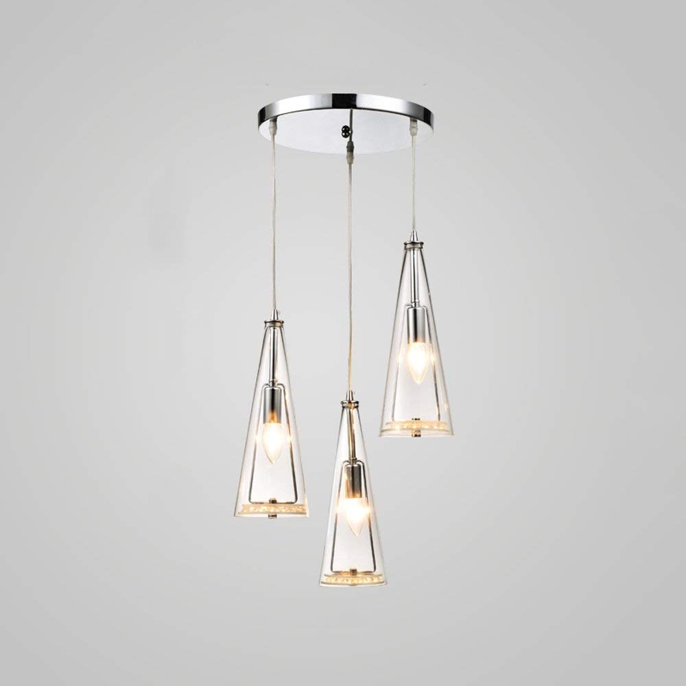 Plafonnier en verre nordique créatif à 3 lumières transparentes pour salon