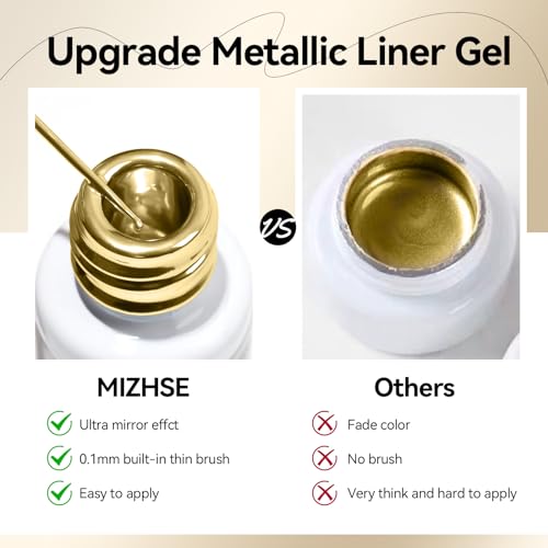 Mizhse Metallic Gel Liner Nail Art 4 colores miniatura 5