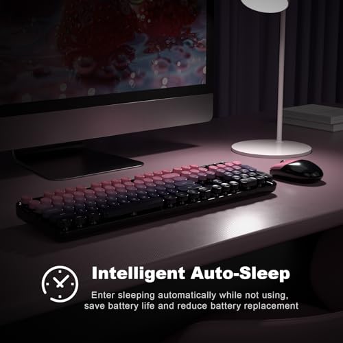 Image of KNOWSQT Wireless Keyboard and Mouse Combo - Blackpink-Gradient Colorful 2.4G Typewriter Full-Size Cute Keyboards - USB Receiver Plug and Play, for Computer, PC, Laptop, Desktop, Windows