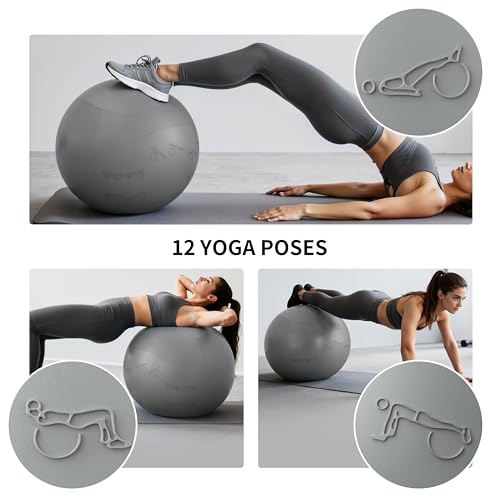 Image of Extra Thick Yoga Ball with Training Instruction, Anti-Burst Slip Resistant Exercise Ball with Pump for Pilates,Physical Therapy,Pregnancy Stability,Birthing Ball 22in 26in 30in