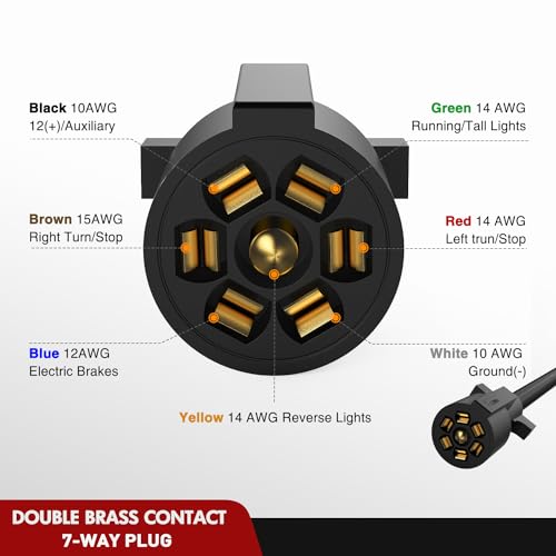 Image of Nilight Heavy Duty 7 Way Inline Trailer Plug with 7 Gang Junction Box | Weatherproof 12 Feet Connector Cable Wiring Harness Suitable for RV Automotives Cars