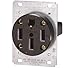Leviton 279-S00 50 Amp, 125/250V, Nema 14-50R, 3P, 4W, Flush Mounting Receptacle, Straight Blade, Industrial Grade, Grounding, Side Wired, Steel Strap, Black