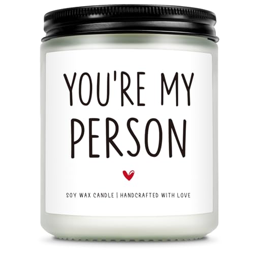 AceThrills Anniversary Candle Gifts for Women Men Husband Wife Gifts for Wife Husband Valentines Day Gift for Him Her - 7 Oz Lavender Scented Candles (Youre My Person)