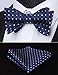 HISDERN Bow Ties for Men Self Tie Polka Dot Bowtie and Pocket Square Set Navy Blue Classic Formal Business Tuxedo Bowties Wedding Party