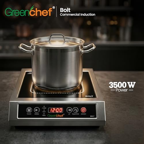 Image of Greenchef Bolt Commercial Induction Cooktop | Heavy-Duty Induction Stove | High Power | Digital Temperature & Power Control | Energy Efficient | Precision Time control | 3500 Watt Power