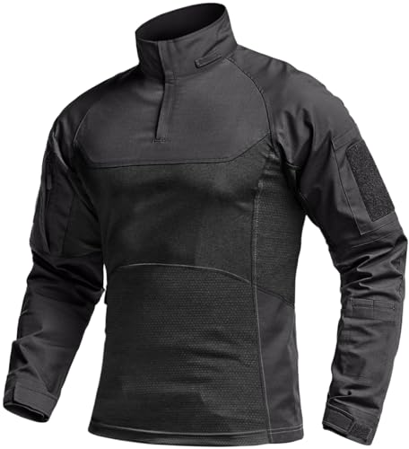 Image of CQR Men's Tactical Combat Shirt, 1 /4 Zip Long Sleeve Breathable Military BDU Training Top for Shooting, Hunting, Range Use