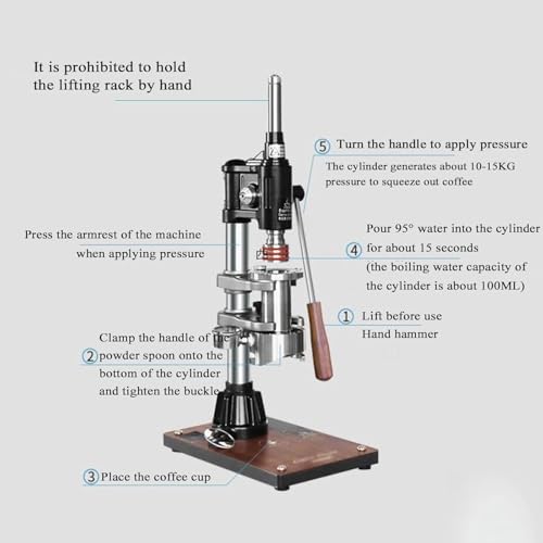 Manuelle Hebel Espressomaschine, Handgepresste Kaffeemaschine mit Manometer und E61 Brühkopf für perfekten Cappuccino, Latte, Macchiato – Bild 7