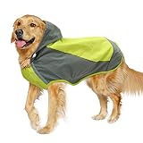IECOii Dog Raincoat, Adjustable Dog Rain Jacket with Reflective Stripes, Dog Rain Coat with Hood, Wa