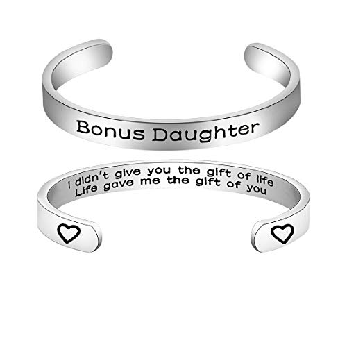 HOLLP Stepdaughter Rose Flower Bracelet Step Daughter Jewelry Daughter In Law Bracelet I Didn't Give You The of Life Gave Me Bracelet Stepdaughter Bracelet (Bonus Daughter Cuff)