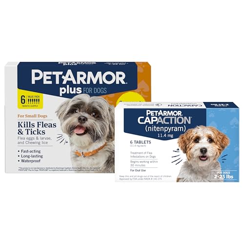 Image of PetArmor Plus Small Dog 6ct (5-22 lbs) + PetArmor CapAction Small Dog 6ct (5-22 lbs) Treat and Prevent Bundle - Fast Acting and Long Lasting Flea and Tick Care