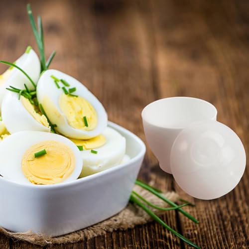 Lurrose Taza de Huevo al Vapor para Microondas 10 Piezas Blanca, Vaporera de Huevos Antiadherente Resistente al Calor, Cocedor Multifuncional para Cocina, Molde para Postres y Gelatina - imagen 4