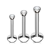 MoBody 3PCS Labret Piercing Studs Set 16G Internally Threaded Monroe Lip Ring Helix Jewelry Value...