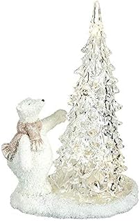 Heaven Sends Polar Bear in Scarf with Light Up Glass Tree