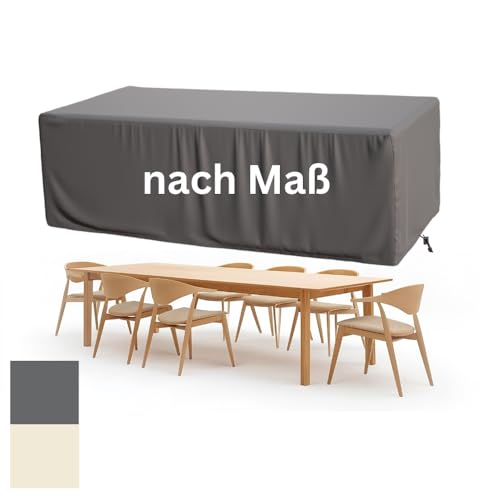 CoverMe Abdeckung Gartenmöbel nach Maß wasserdicht, atmungsaktiv, UV-beständig, Abdeckhaube&Abdeckplane für rechteckige/quadratische Objekte, Lounge-Sitzgruppen winterfest, Outdoor, dunkelgrau, beige