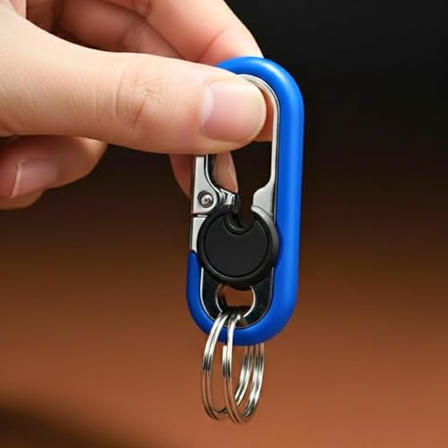 Image of THE MEN THING - Stylish Multicolor Stainless Steel Keychain for Men & Boys (BLAZE CLIP BLACK - Blue)