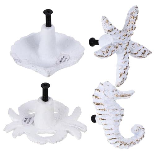 Poignées de tiroir en métal animaux marins : lot de 4 boutons vintage avec vis pour armoire - 2