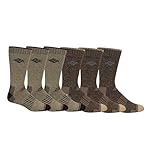 Columbia Men's Moisture Control Quarter Crew Socks 6-Pack, Khaki/Brown, 6-12