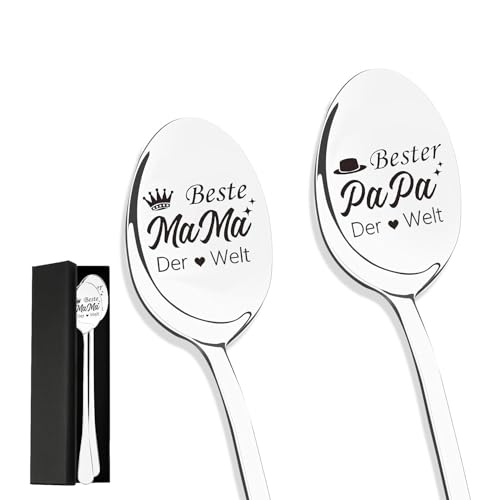 Vatertagsgeschenk für Papa, Mama und Papa Geschenke, 2 Stück Kaffee Löffel Mit Gravur - Beste Mama und Papa Der Welt, Geburtstag Geschenk für Mütter Väter Vatertagsgeschenk für Papa, Mama und Papa Geschenke, 2 Stück Kaffee Löffel Mit Gravur - Beste Mama und Papa Der Welt, Geburtstag Geschenk für Mütter Väter