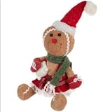 Gingerbread Plush Girl Sitting Shelf Sitter Christmas Decoration 13" Height