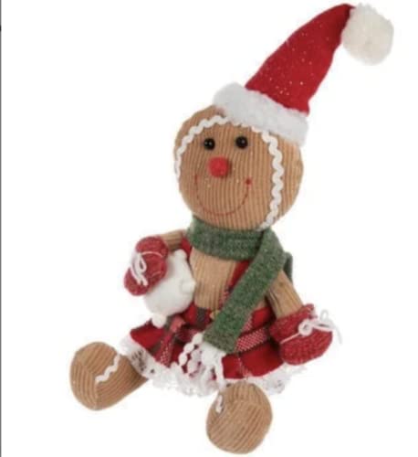 Gingerbread Plush Girl Sitting Shelf Sitter Christmas Decoration 13" Height #TOP20