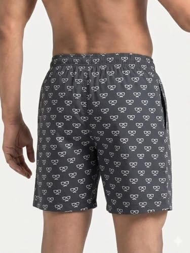 Image of Men's Cotton Boxers | Comfortable Printed Boxer Shorts for Men | Soft Breathable Lounge Boxers | Elastic Waist Relaxed Fit | Men's Sleepwear & Home Wear Boxer Shorts