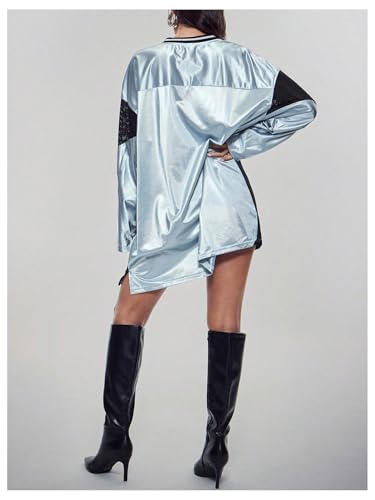 SHENHE Women's Y2k Oversized Jersey Shirt V Neck Long Sleeve Number Print Baggy Shirt Tee2