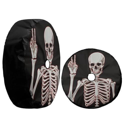 Image of Delerain Human Skeleton Spare Tire Cover with Backup Camera Hole Wheel Protectors Sun Protector Waterproof for RV Trailer RV SUV Truck and Many Vehicle(16 Inch for Diameter 29 inch-31 inch)