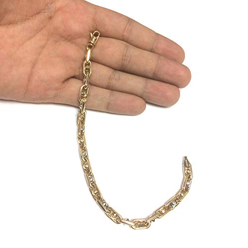 Jewelry Affairs 14K Yellow And White Gold Oval Link Mens Beads Bracelet, 8.25" #TOP3
