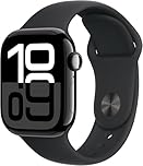 Apple Watch Series 10 [GPS + Cellular, 46mm] - Jet Black Aluminum Case with Black Sport Band, S/M (Renewed)