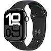 Apple Watch Series 10 [GPS, 46mm] – Jet Black Aluminum Case with Black Sport Band, M/L (Renewed)
