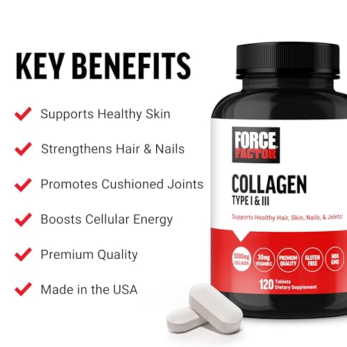 image for FORCE FACTOR Collagen Peptides, Collagen for Women and Men Made with H