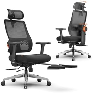 Newtral Office Chair Ergonomic with Footrest, Auto-Following Lumbar Support, High Back Desk Chair with 4D Armrest,136° Tilt Lock, Adjustable Seat Depth & Height (5D Headrest+Aluminum Base, B