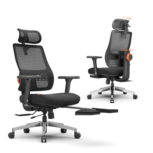 Image of Newtral Mesh Ergonomic Office Chair, Auto Lumbar Support, 5D Headrest, 4D Armrest, Footrest, 136 Recline, Adjustable Seat, 330lbs Heavy Duty Desk Chair for Home Office Gaming
