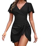 Zeregos One Piece Swimdress for Women Tummy Control Swimsuits Swim Dress Skirt Ruffle Bathing Suits Black Medium