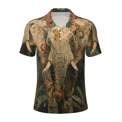 Polo imprimé éléphant homme anti transpiration vêtement doux et léger