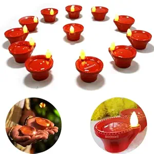 Bonzella 12 Pcs Water Sensor Diya Lights Electric Flameless & Smokeless LED Diyas | Eco-Friendly Led Diyas Candle Warm Ambient Lights for Home Decor, Diwali Festivals Decoration,Christmas,New Year(12)