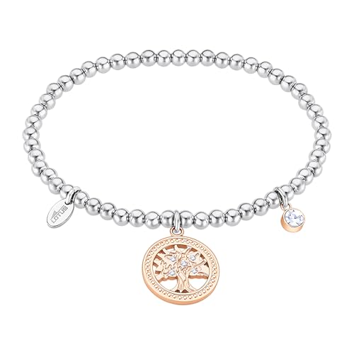 LOTUS STYLE Pulsera Acero Inoxidable Mujer LS2171-2/4 Árbol de la Vida - Sofisticado Brazalete con Pulido y Acabado Refinado 17 cm - Regalo de Cumpleaños - Aniversario - Ocasiones Especiales