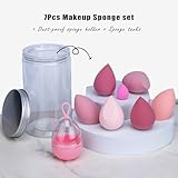 7 Pcs Makeup Blender Sponge Set - Soft Beauty Sponge Blender with a Bottle and Egg Case Holer for Blending Foundation, Cream and Powder (Pink+Hard Case-Can Packing) - Image 6