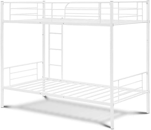Miniatura 4 de East West Furniture DAT0WHI Danbury - Litera individual – Dos camas de metal separadas y escalera con tres escalones y barandillas – Litera
