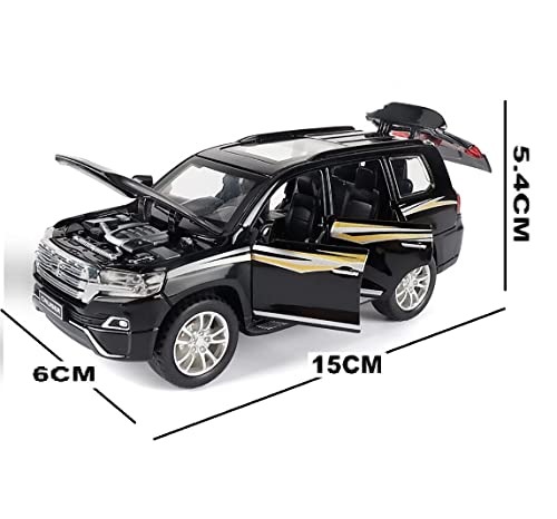 Image of DEUSON ECOM 1:32 Scale Land Cruiser Toy Car for Kids Die Cast Metal Model Toy Cars with Light Sound Pullback with Openable Door Car