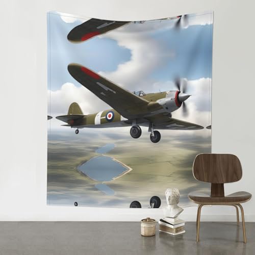 Tapisserie avion WW2 BROLEO grand tissu mural pour créer une ambiance bureau de collectionneur