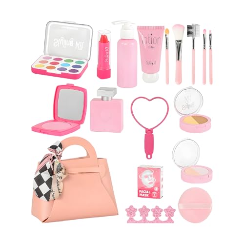 Qiwieod Kit De Maquillaje De Juguete Para Niños | Juguete De Rol Realista - Set De Cosméticos Falso - Para Niñas Y Niños Reuniones En Casa Desarrollo En Interiores Cumpleaños Fiesta Diversión Y Tiempo