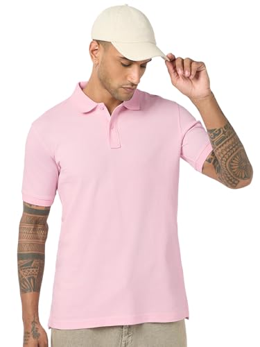 Image of Bewakoof Men Solid Regular Fit Half Sleeve Collar Pure Cotton T-Shirt