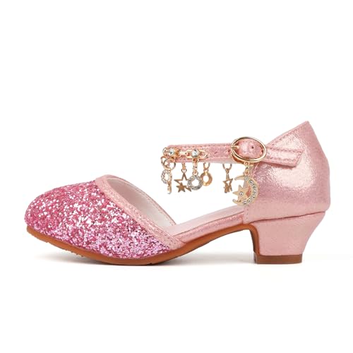 ChuLian Girls Dress Shoes Glitter Sequins Princess Low Heels Party Dance Shoes Party Wedding Flower Girls Sandals2