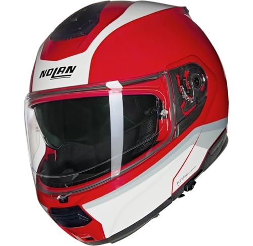 Casque Nolan N100-6 modulable moto : protection rouge blanc S